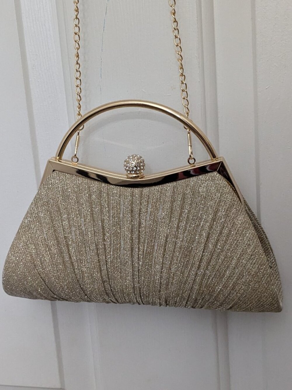 Glitter Bling Mini PU Evening Clutch Handbag for Women with Hasp Closure and Ruc